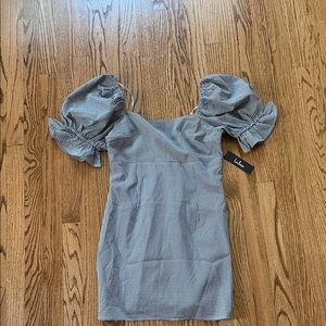 Lulu's Checkered Puff Sleeve Mini Dress